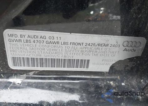 2011 Audi A4 2.0T Premium из США, поврежденный, VIN WAUAFAFLXBN046819